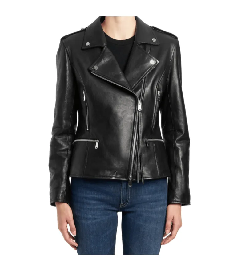 Asymmetric Zip Leather Jacket