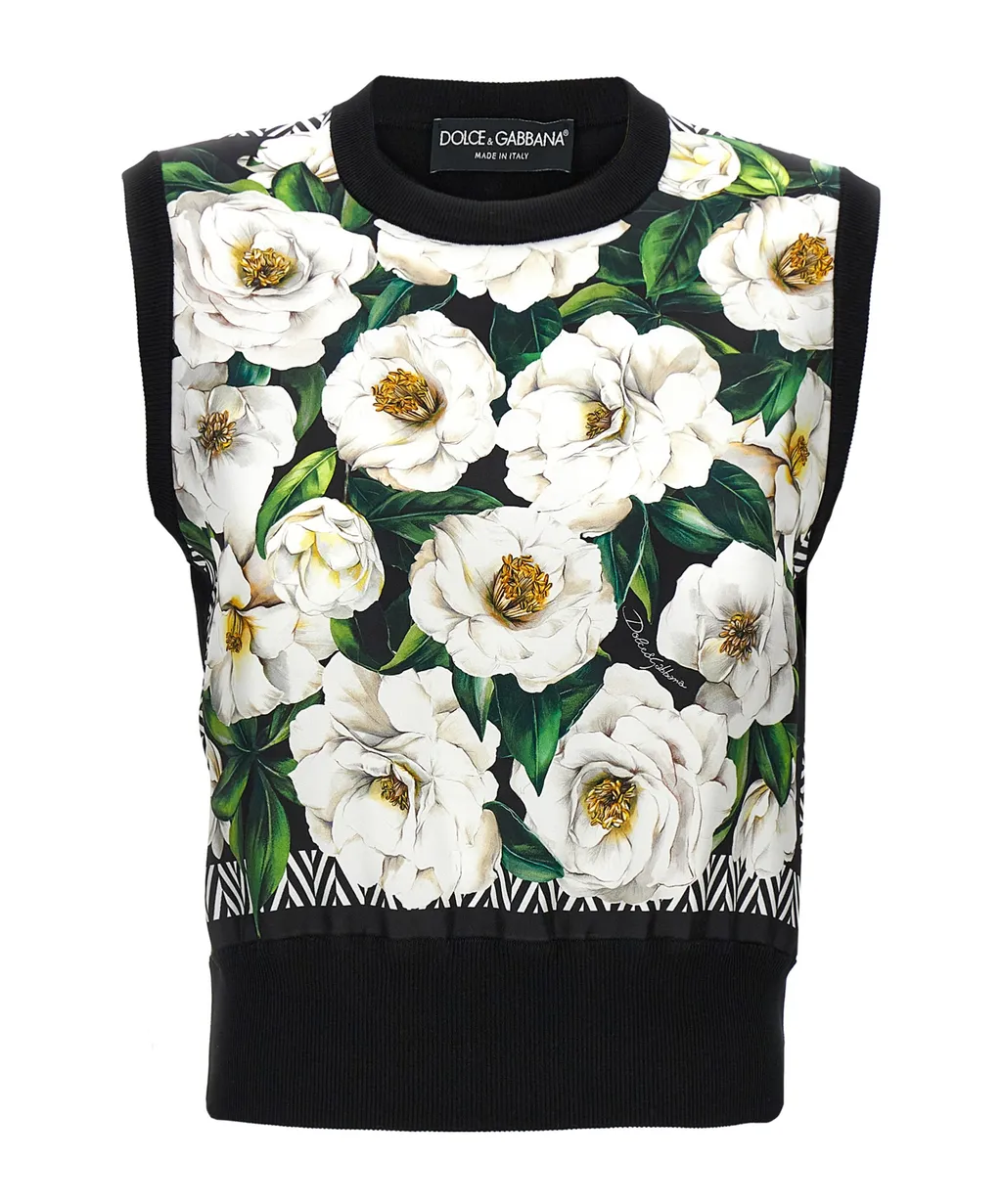 Floral Printed Knitted Vest