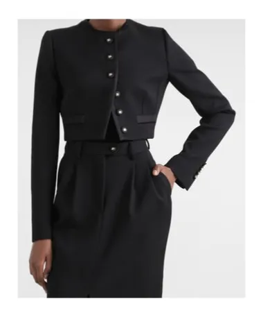 Logo Buttoned Cropped Jacket