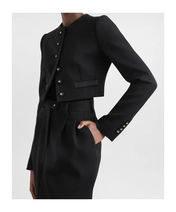 Logo Buttoned Cropped Jacket