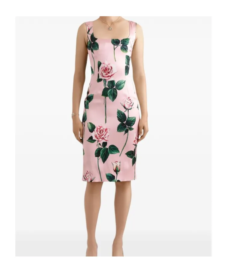 Floral Printed Square Neck Midi Dress
