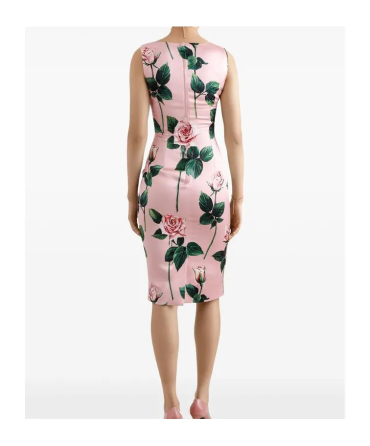 Floral Printed Square Neck Midi Dress