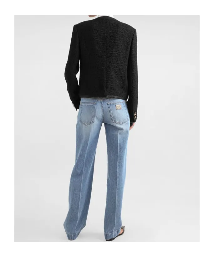 Pressed Pleat Loose Jeans