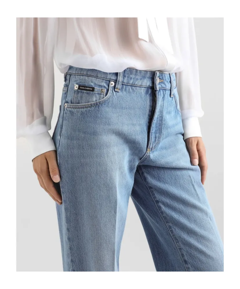 Pressed Pleat Loose Jeans