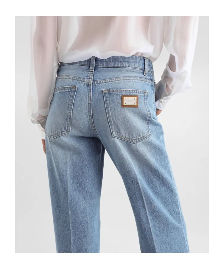 Pressed Pleat Loose Jeans