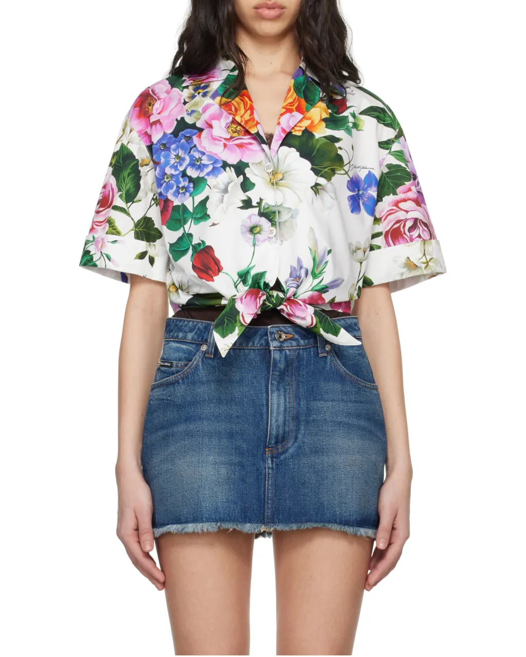Floral Printed Cropped Shirt