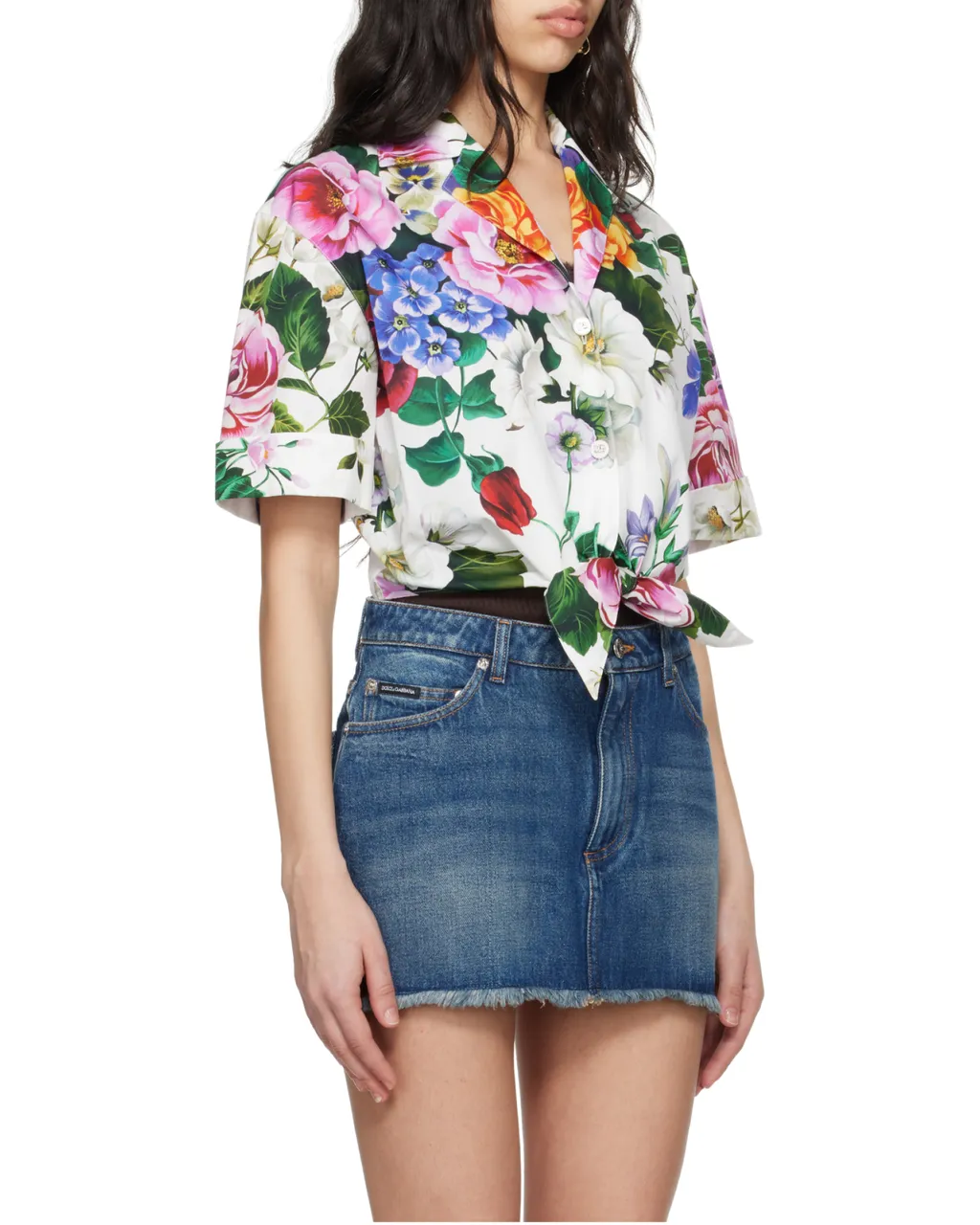 Floral Printed Cropped Shirt