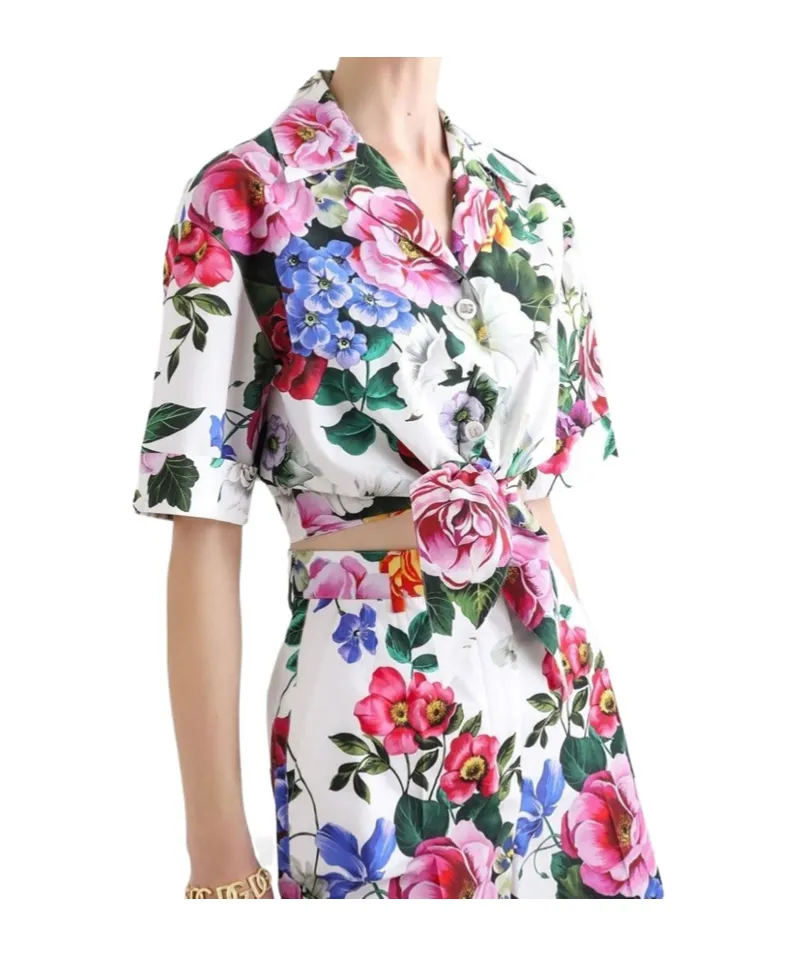 Floral Printed Cropped Shirt