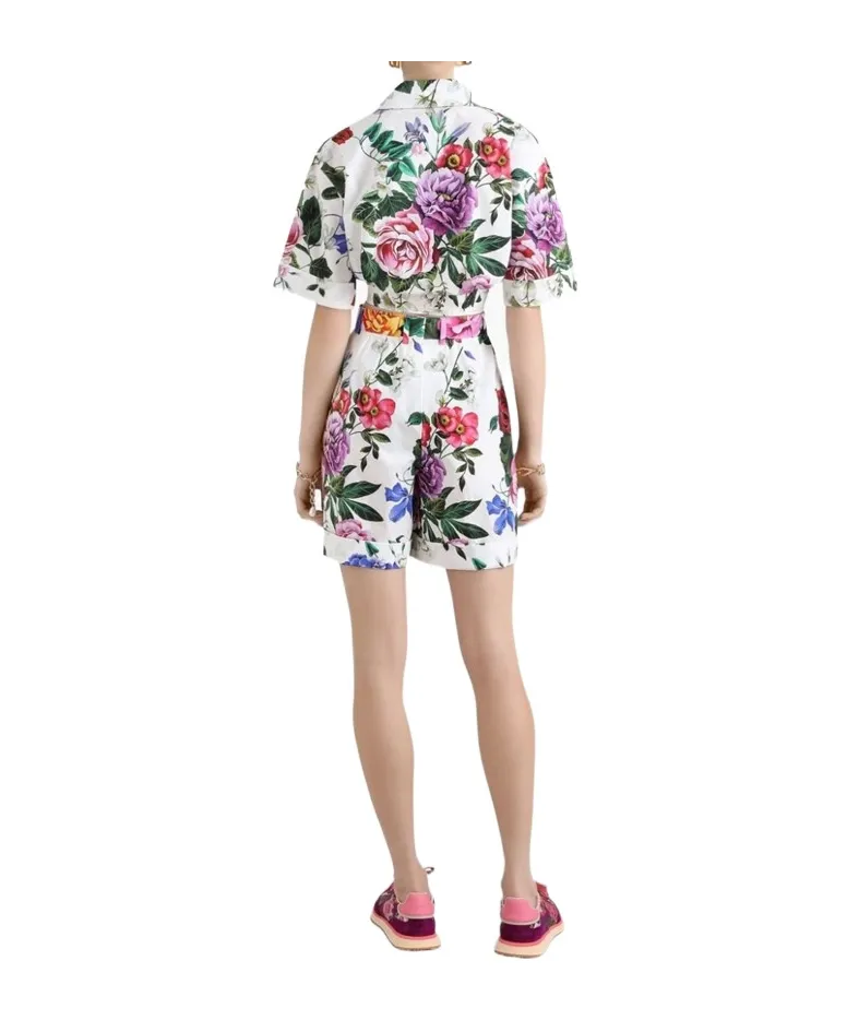 Floral Printed Cropped Shirt
