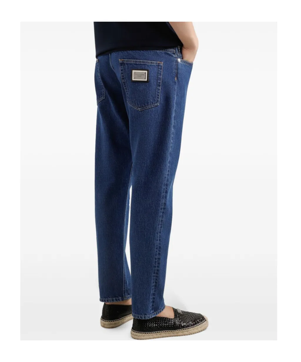 Logo Plaque Straight Leg Jeans