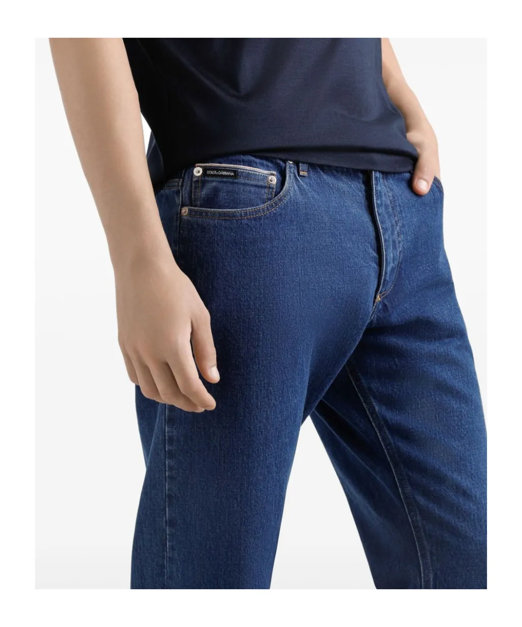 Logo Plaque Straight Leg Jeans