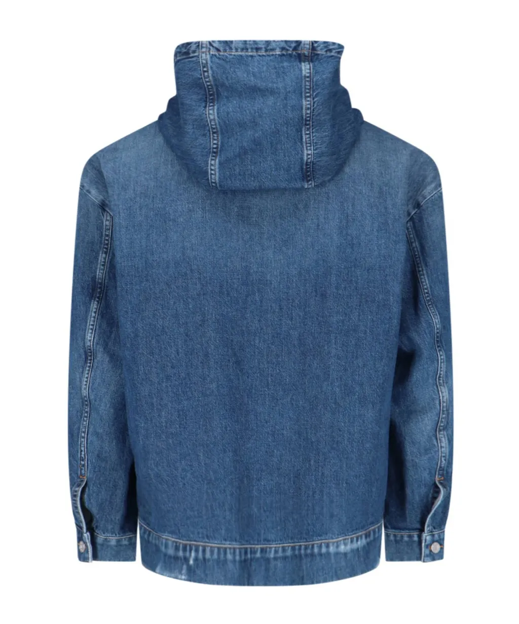 Logo Tag Hooded Denim Jacket