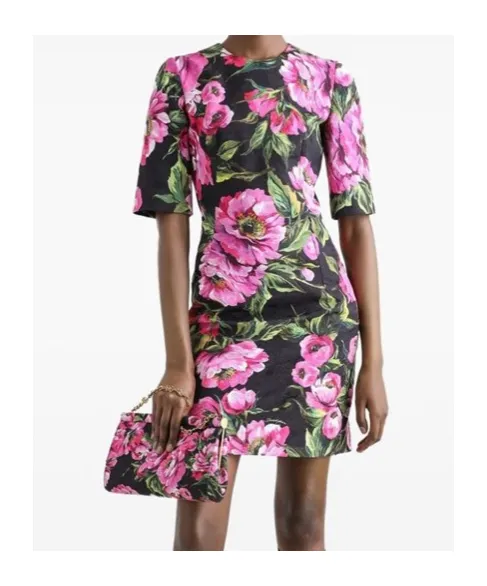 Floral Printed Short-Sleeved Dress