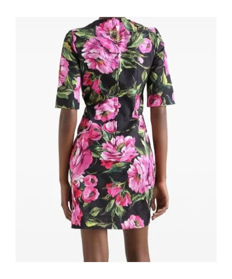 Floral Printed Short-Sleeved Dress