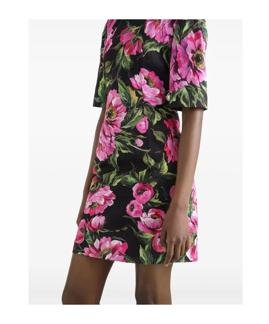 Floral Printed Short-Sleeved Dress