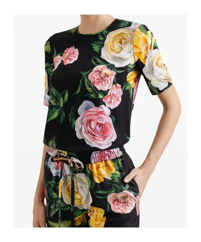 Floral Printed Charmeuse Blouse