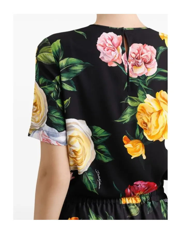 Floral Printed Charmeuse Blouse