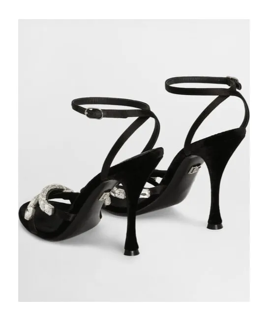 Embellished Satin Sandals