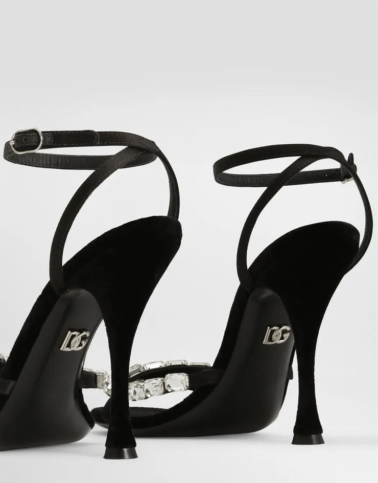 Embellished Satin Sandals