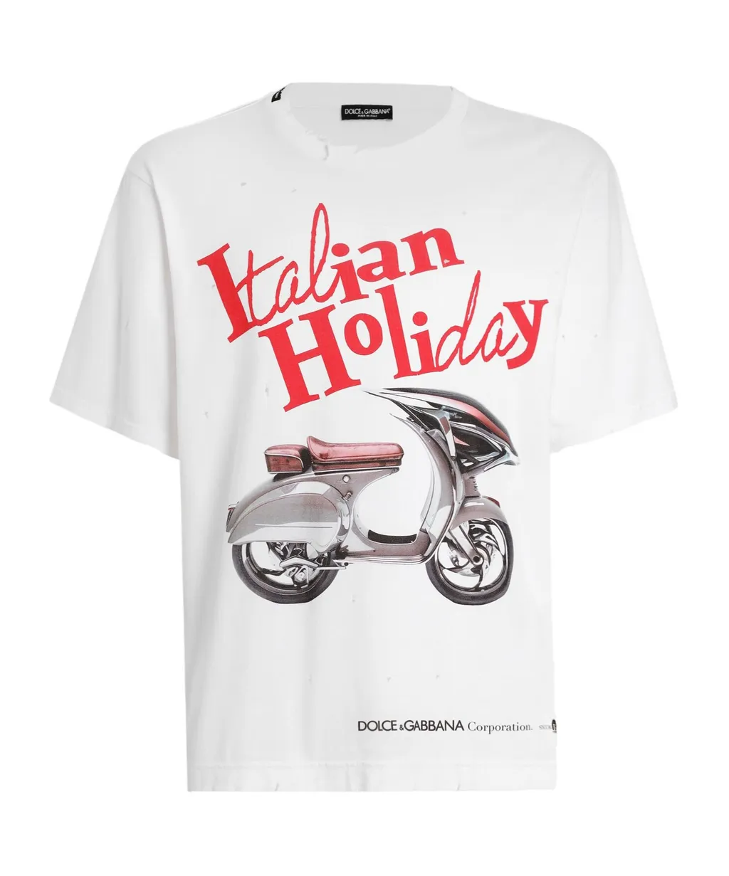 Vespa Printed Crewneck Jersey T-Shirt