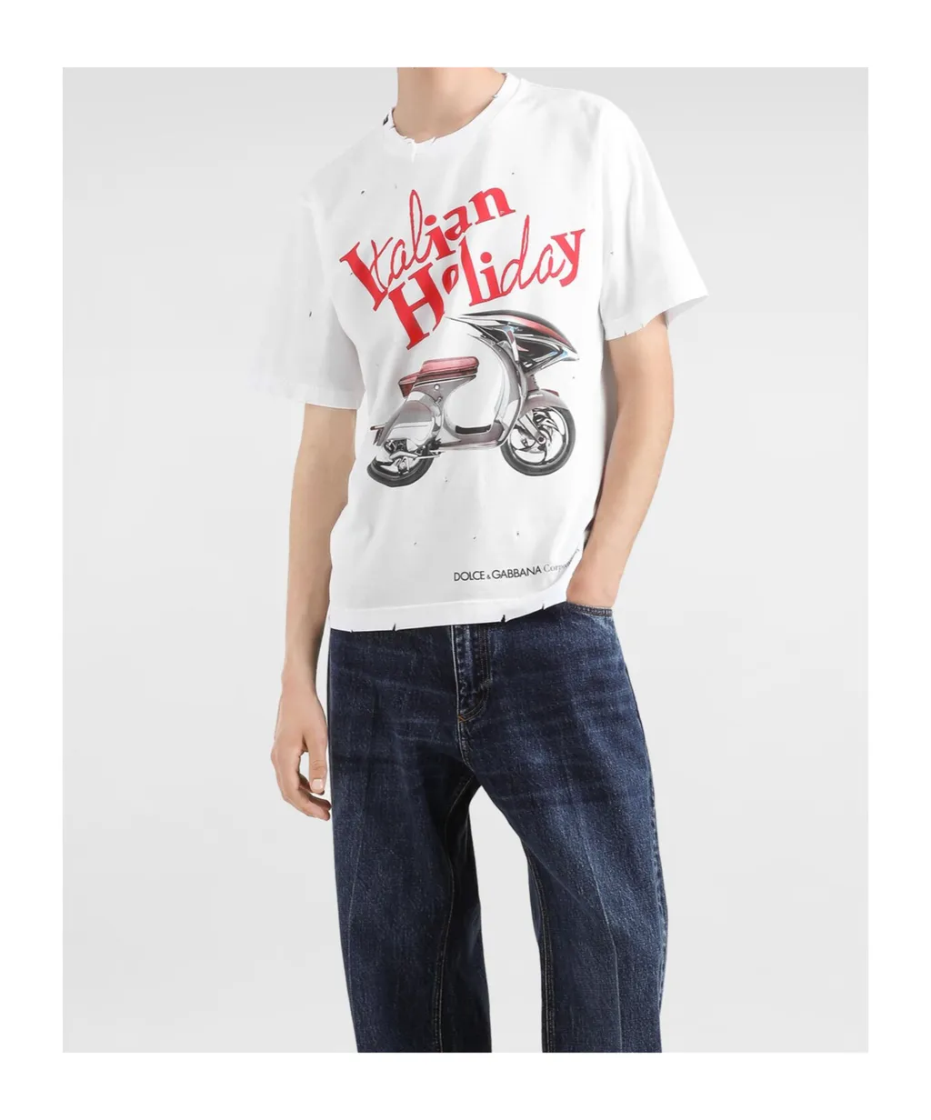 Vespa Printed Crewneck Jersey T-Shirt