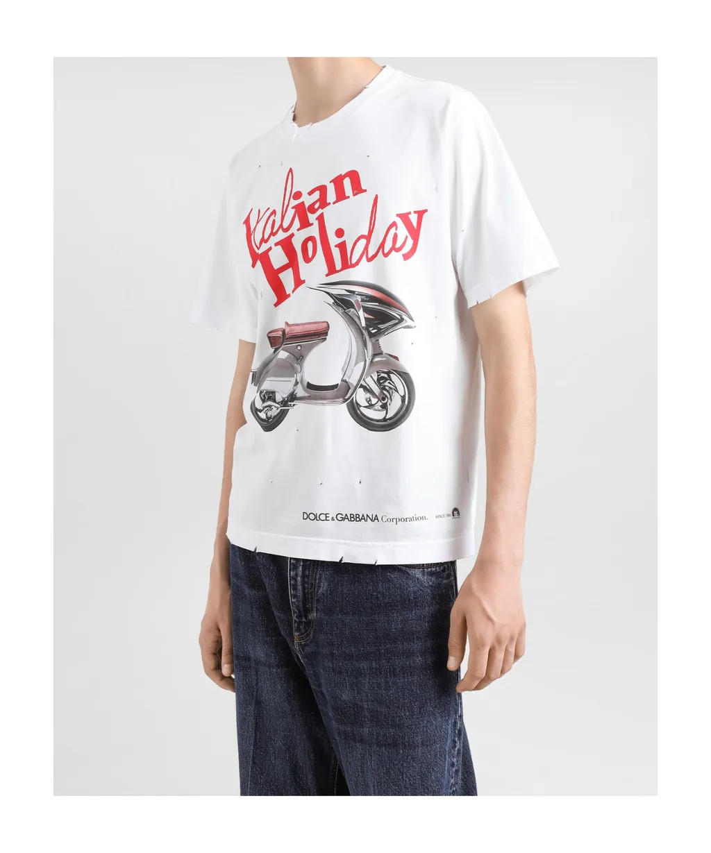 Vespa Printed Crewneck Jersey T-Shirt