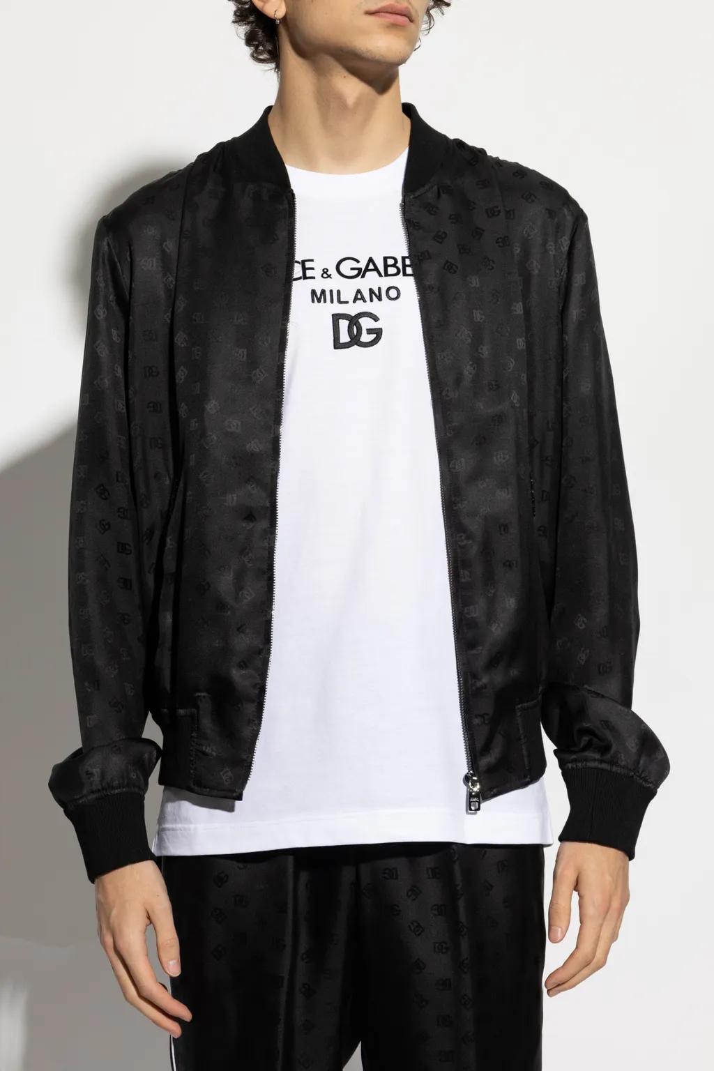 Logo Jacquard Zipped Bomber Jacket