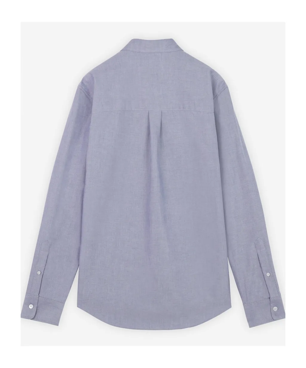 Fox Head Embroidered Curved Hem Shirt