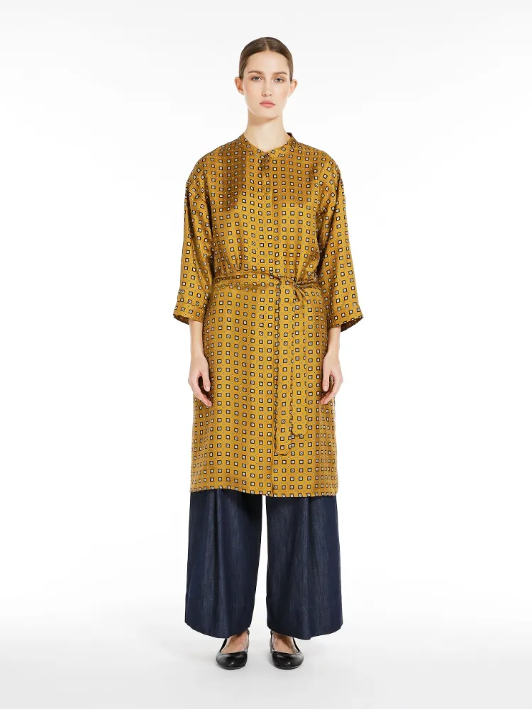 Graphic-Print Silk Dress