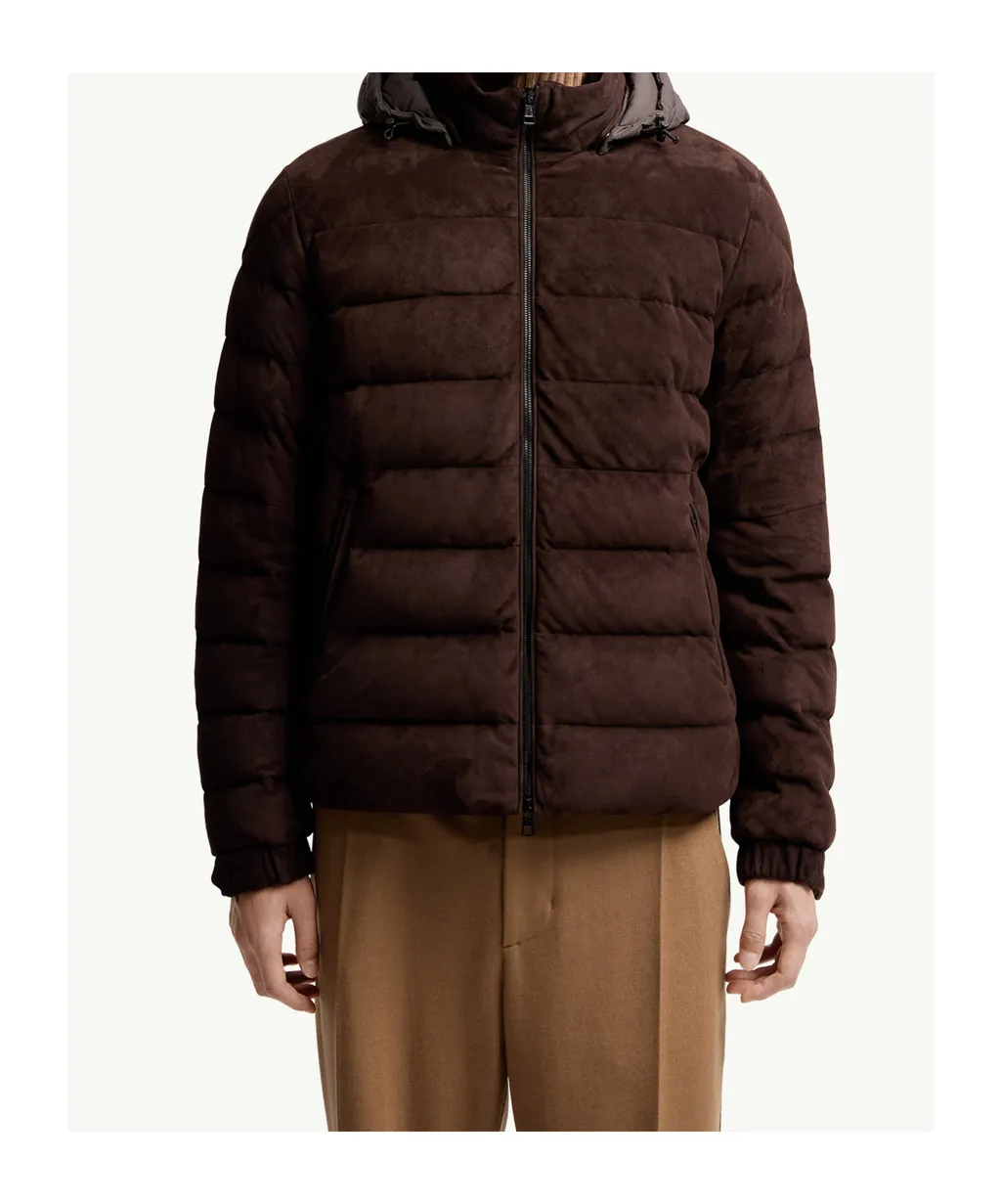 Arneb Hooded Suede Short Down Jacket