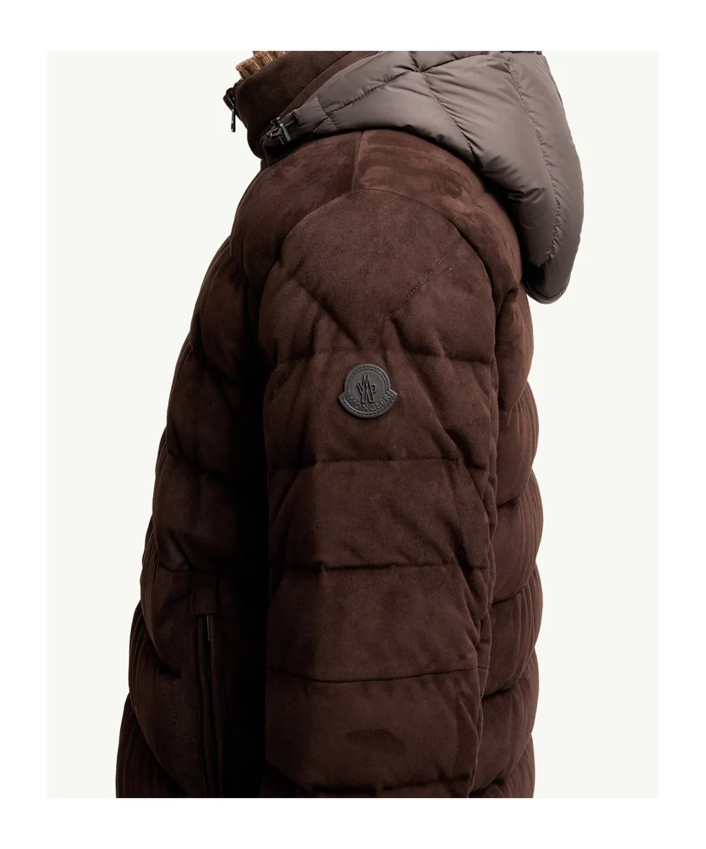 Arneb Hooded Suede Short Down Jacket