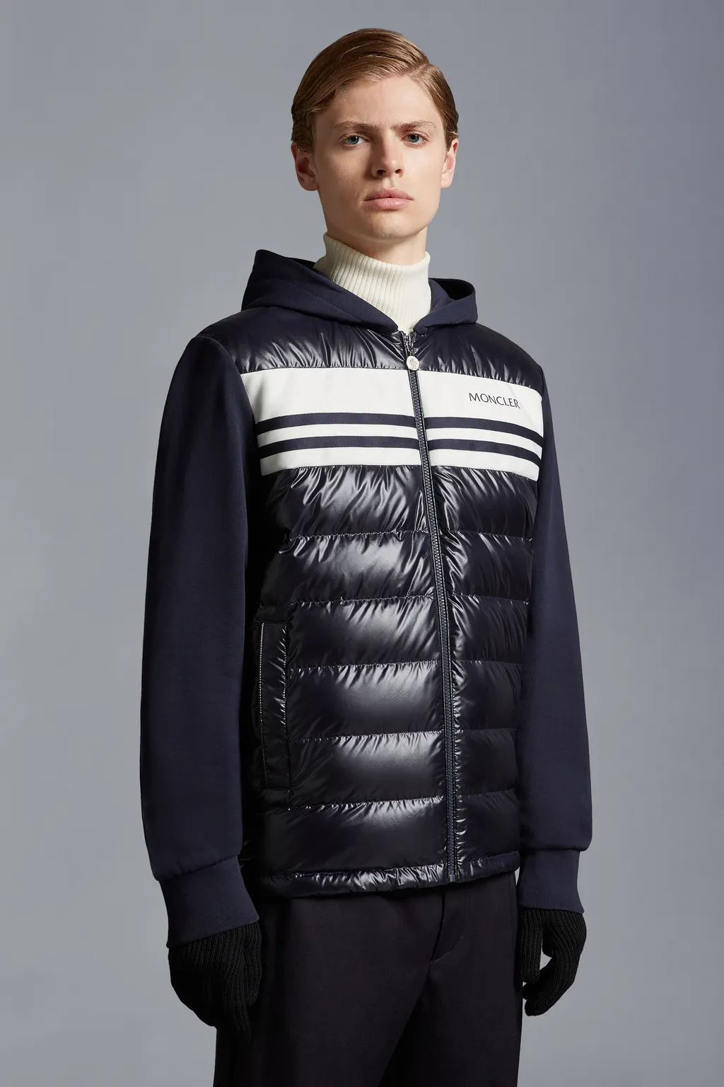 Logo Printed Zip-Up Padded Hoodie