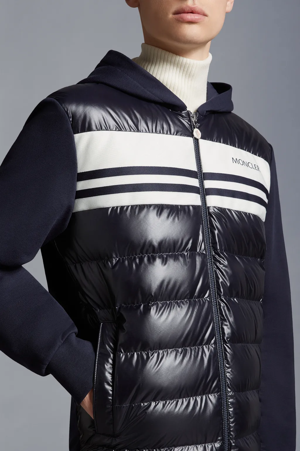 Logo Printed Zip-Up Padded Hoodie