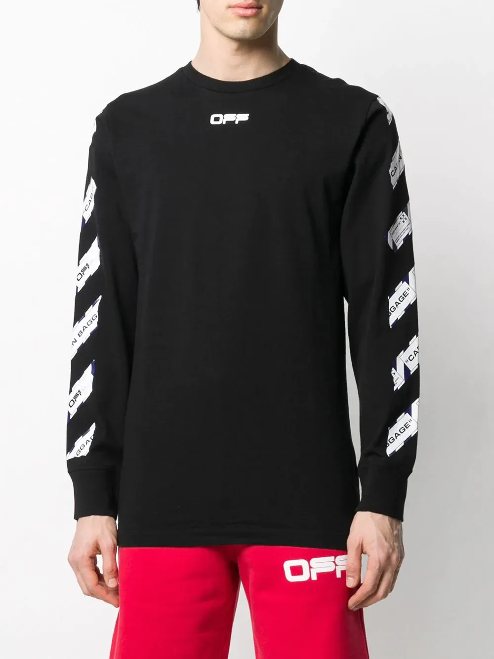 Airport Tape Printed Long-Sleeved Hoodie