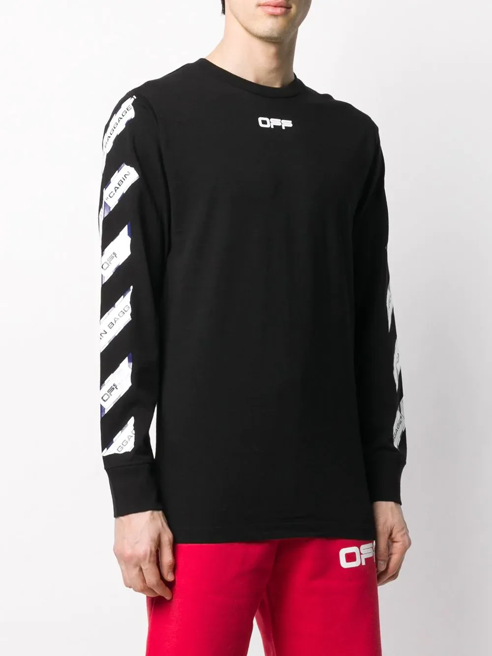 Airport Tape Printed Long-Sleeved Hoodie