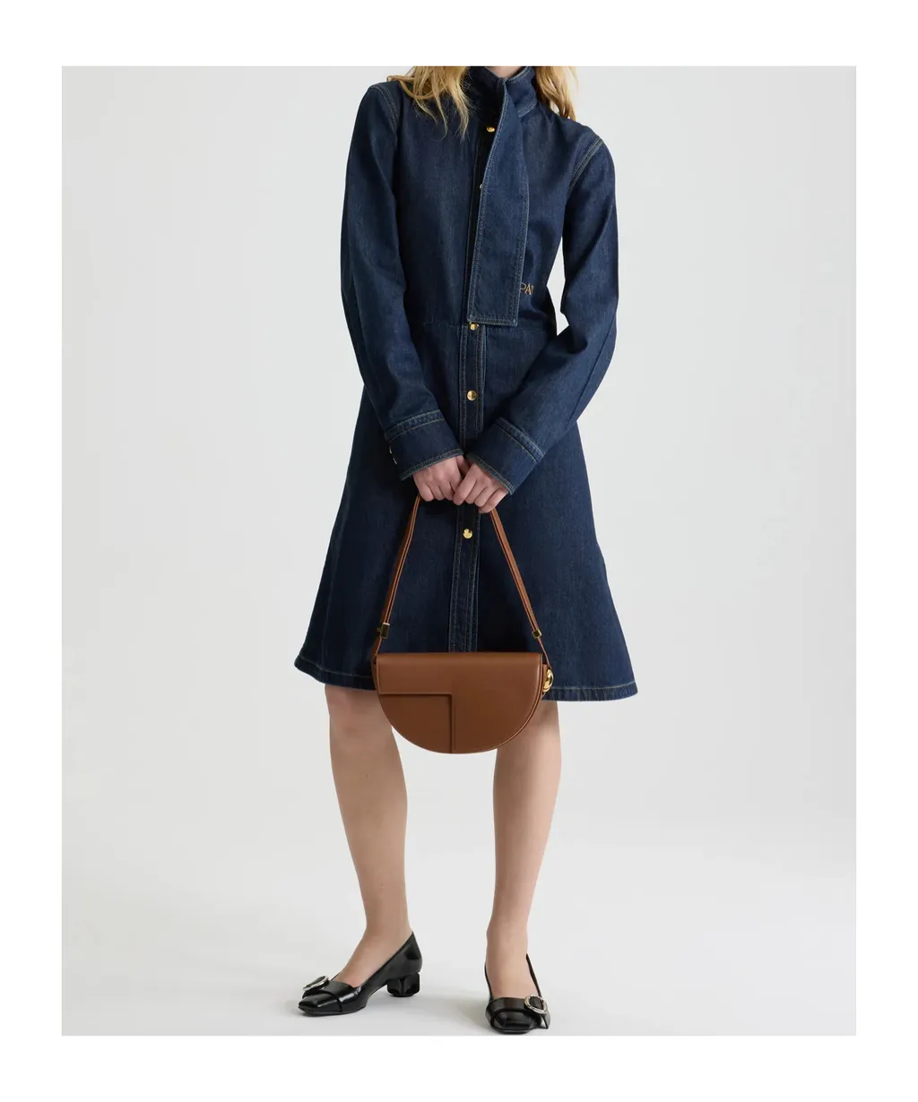 Scarf Collar Denim Dress