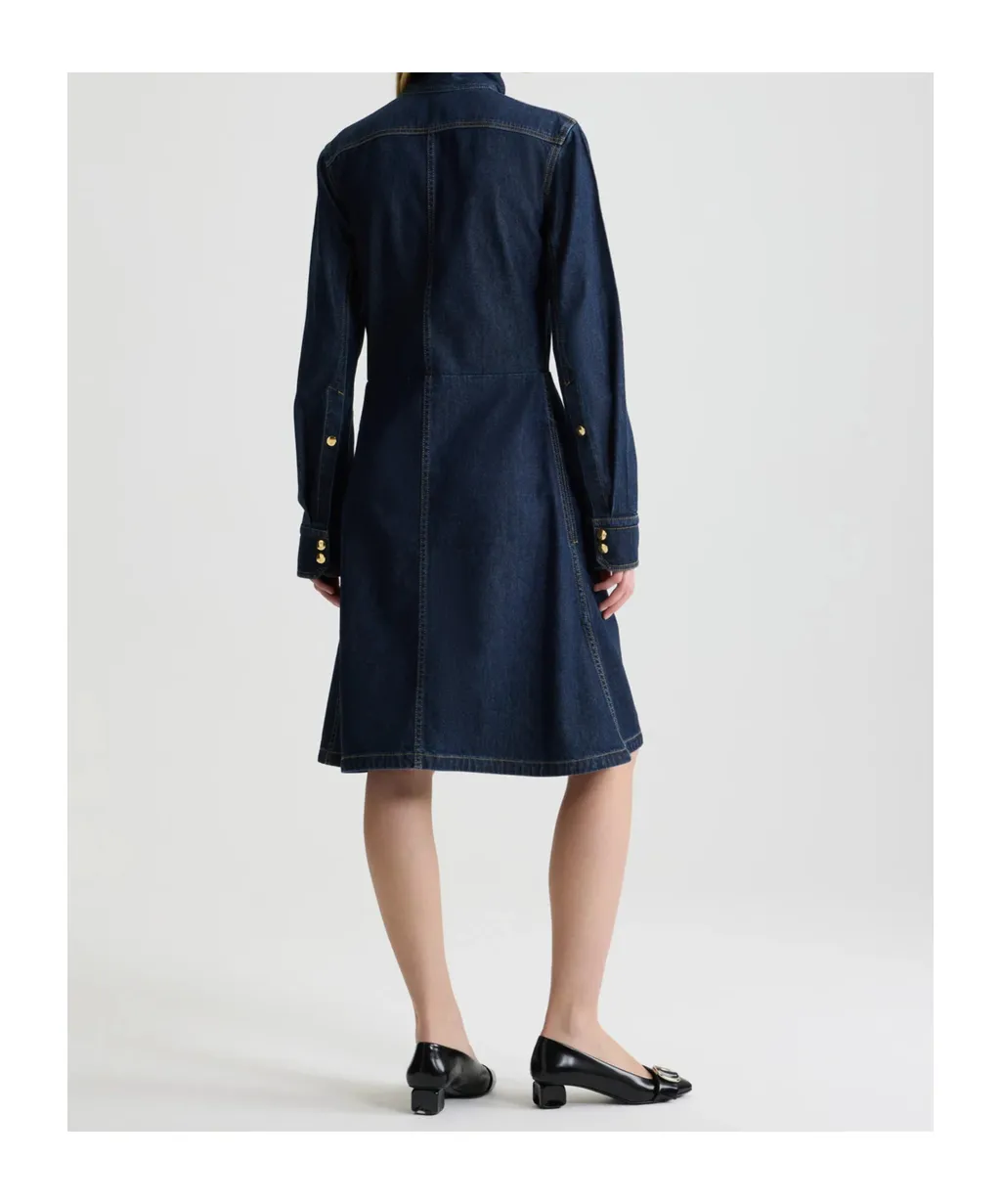 Scarf Collar Denim Dress
