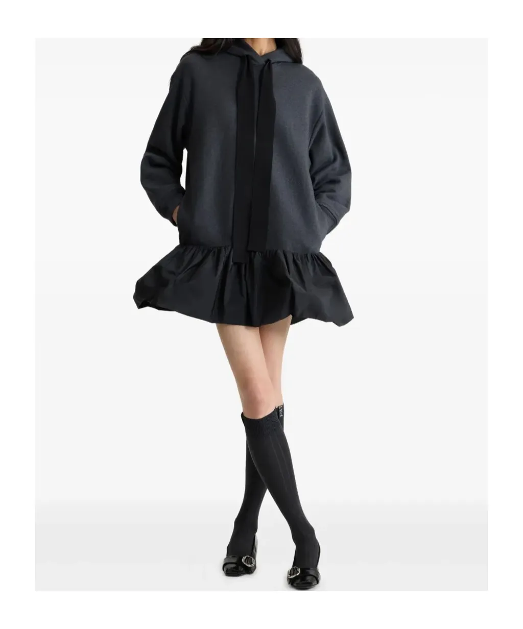 Hooded Ruffle-Hem Dress
