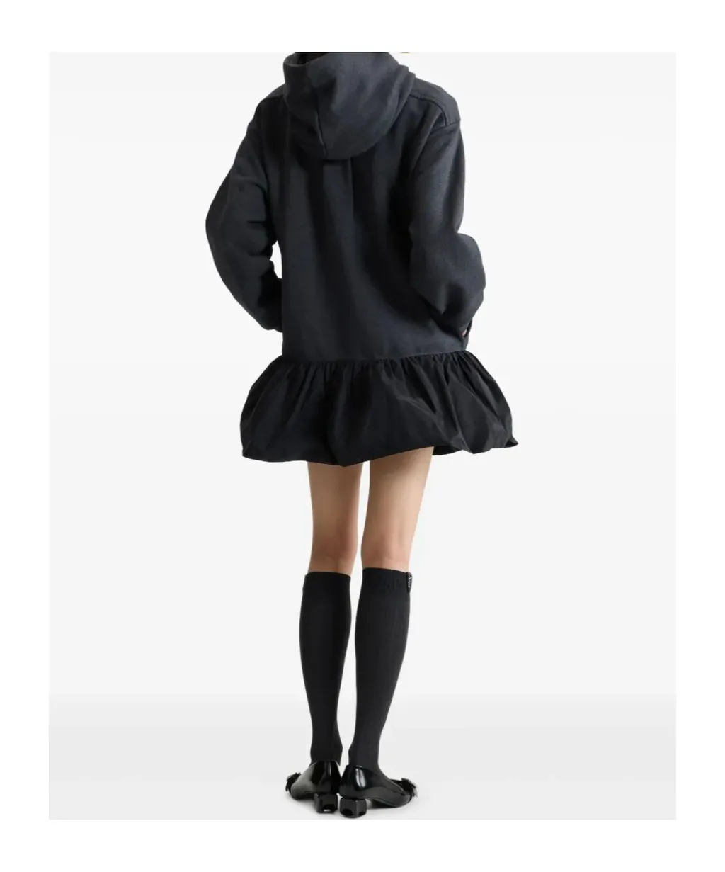 Hooded Ruffle-Hem Dress