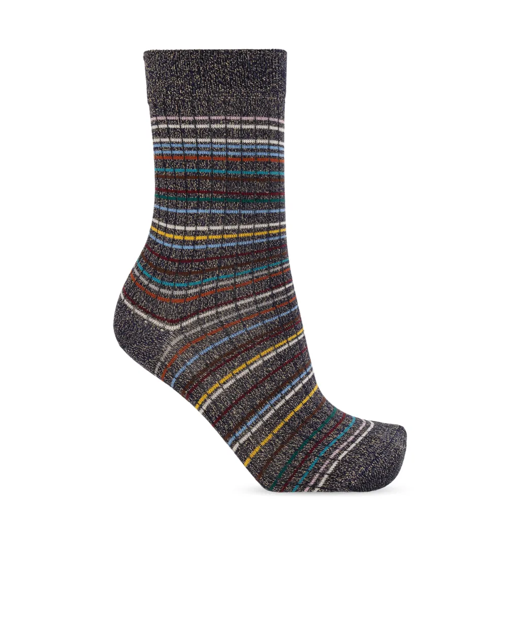 Three Pack Of Cotton Socks With Lurex Thread