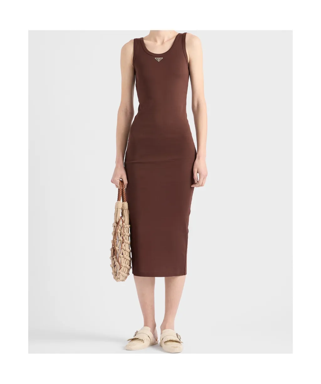 Logo-Triangle Sleeveless Knitted Dress