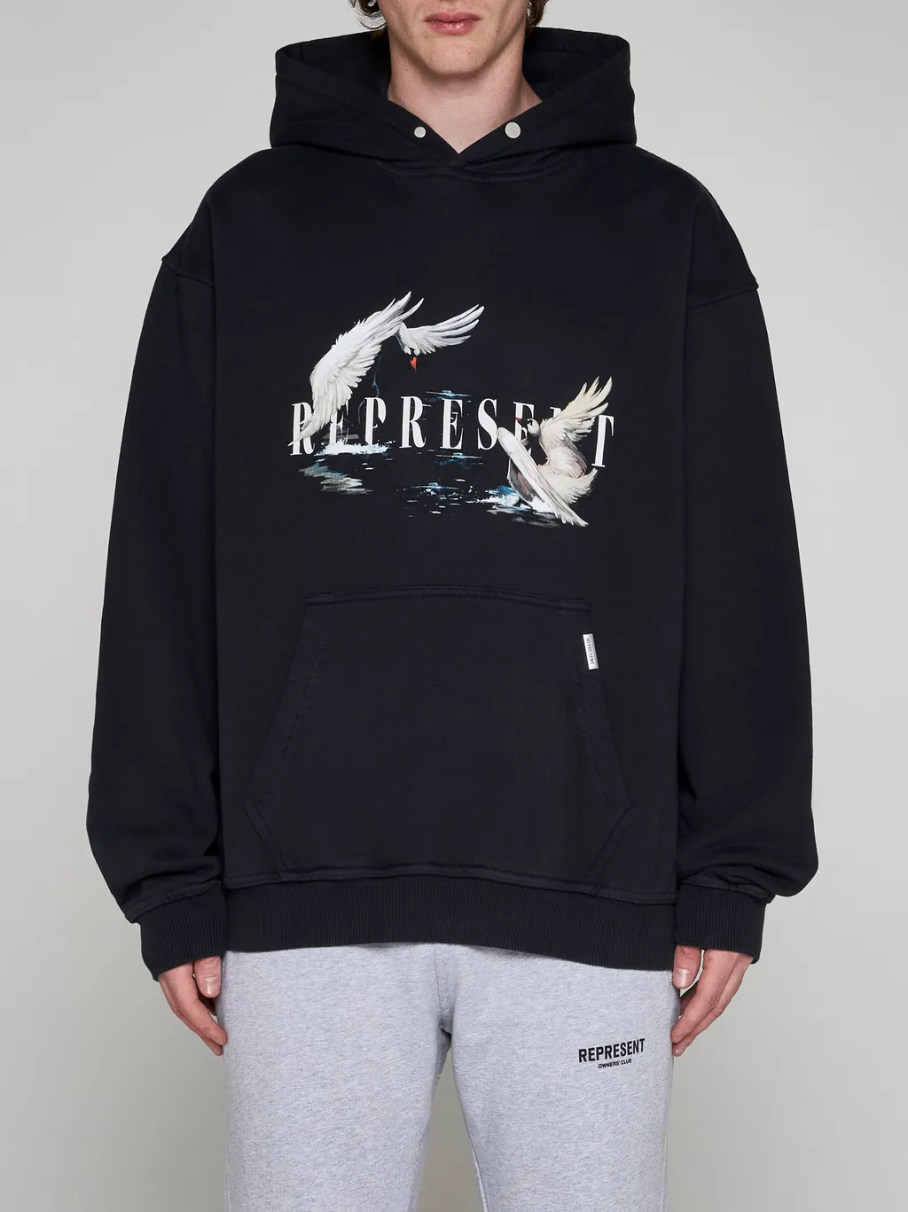Swan Logo Printed Hoodie