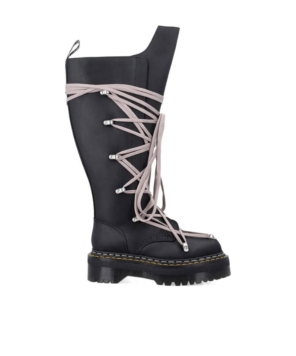 Dr. Martens X Rick Owens 1B60 Quad Sole Pentalace Boot In Oily Nubuck Cow Leather