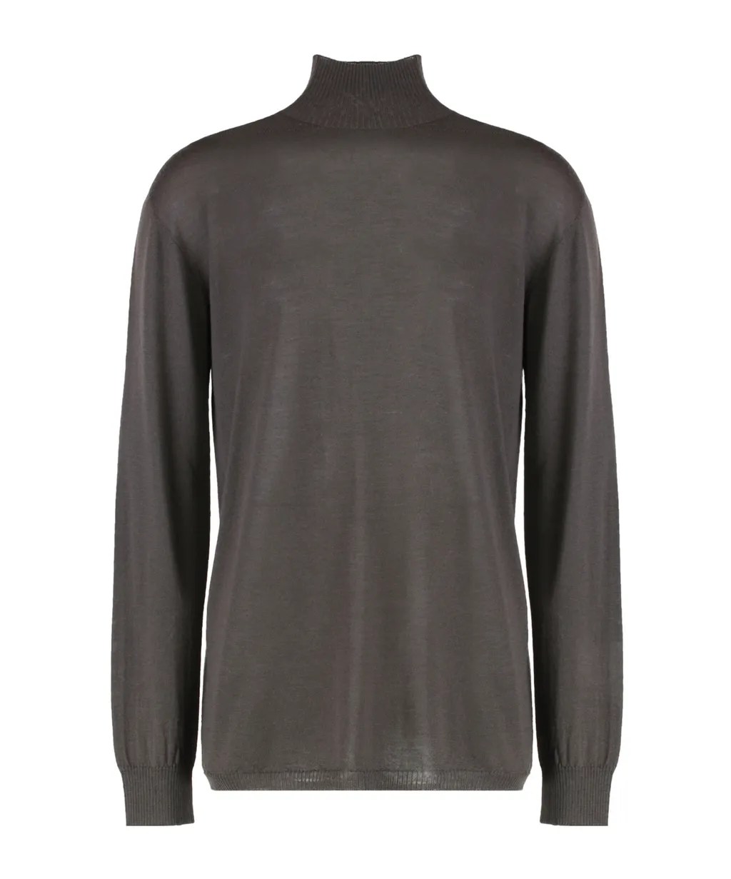 Rick Owens Concordians Oversized Turtle In Dark Dust Ribbed Knit