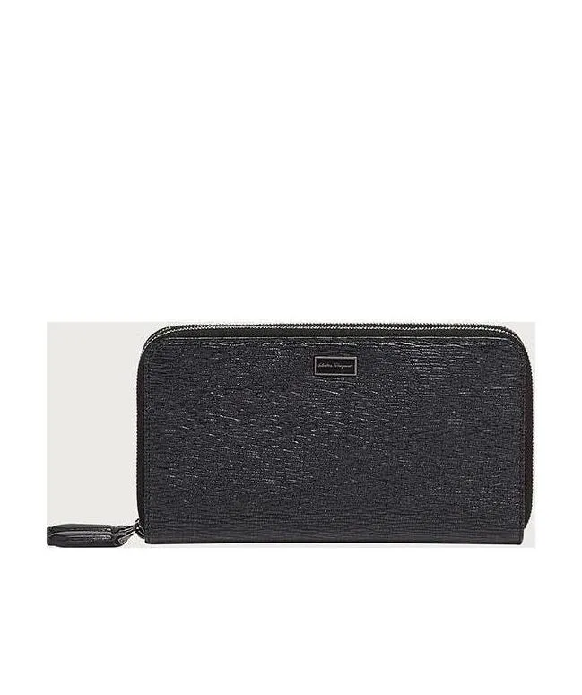 Embossed Leather Zip Around Wallet