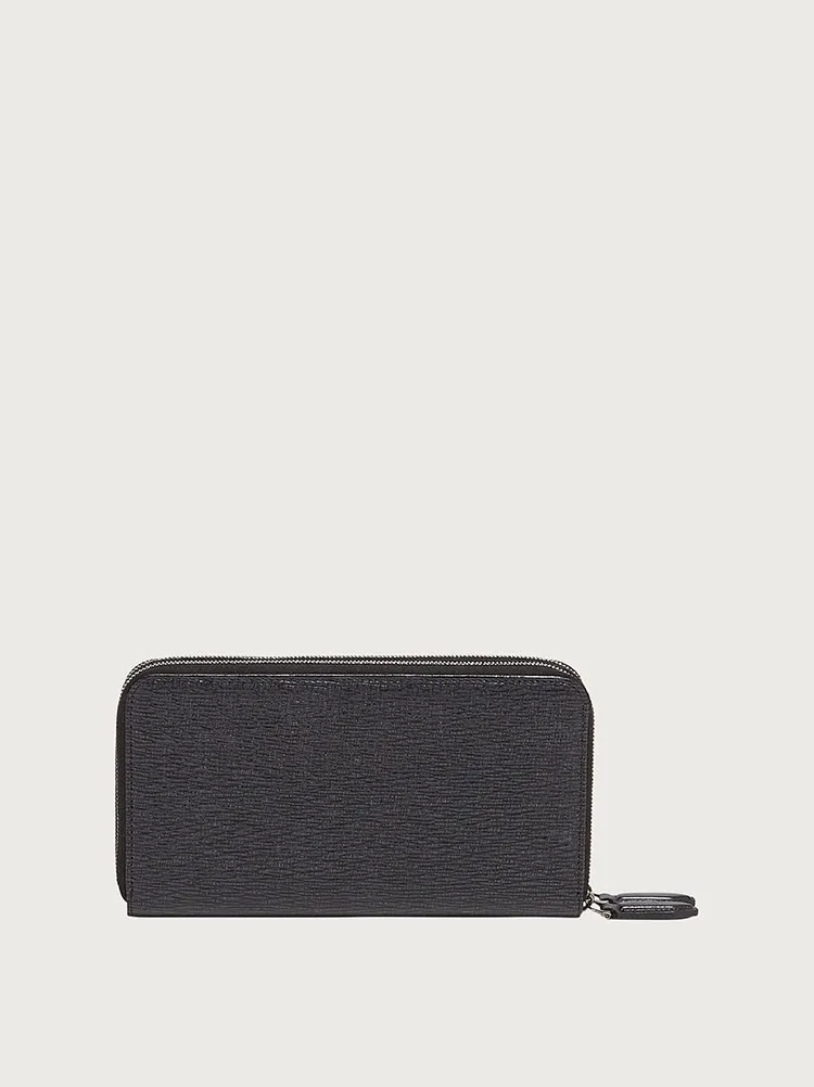Embossed Leather Zip Around Wallet