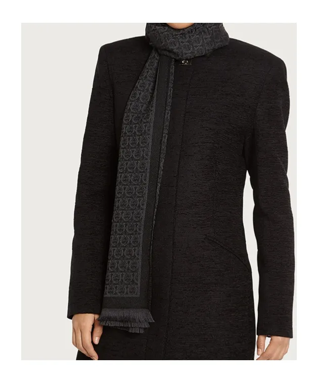 Gancini-Print Wool Scarf