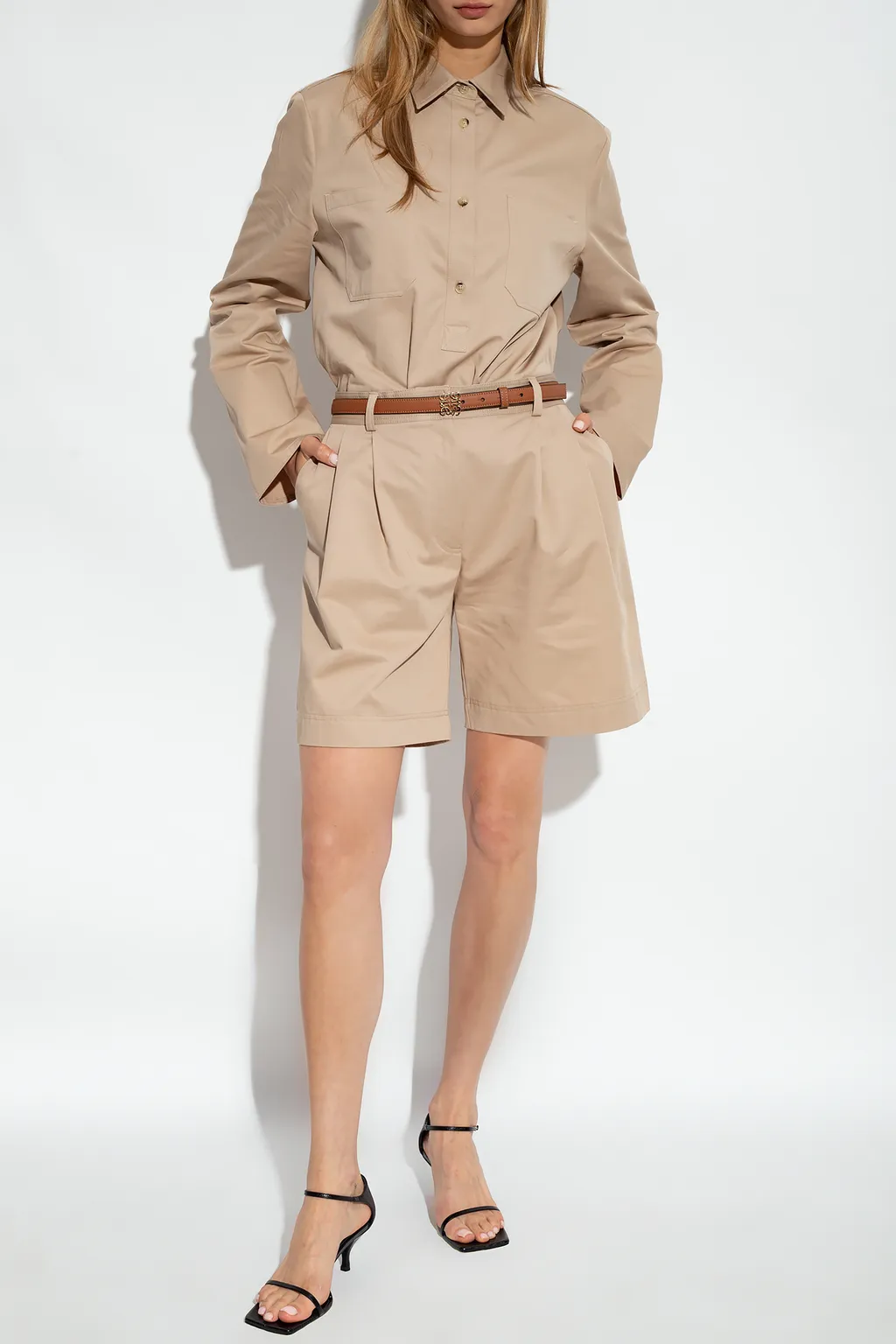High-Waisted Knee-Length Shorts