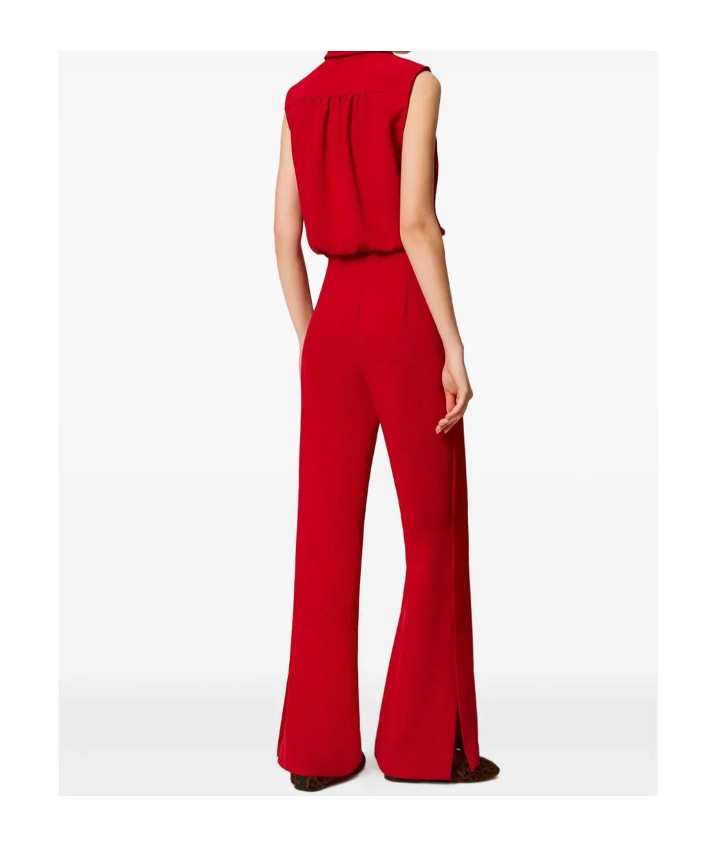 Sleeveless Shirt-Style Jumpsuit