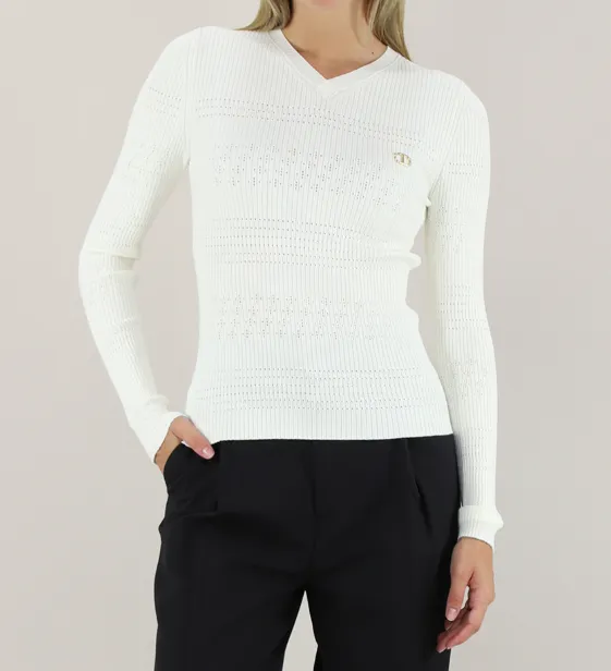 Pointelle-Knit Top